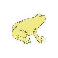 One single line drawing of cute frog for company logo identity. Amphibian animal icon concept. Modern continuous line vector draw graphic design illustration