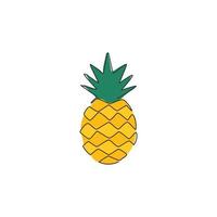 Single continuous line drawing whole healthy organic pineapple for orchard logo identity. Fresh summer fruitage concept for fruit garden icon. Modern one line graphic draw design vector illustration