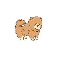 One continuous line drawing of adorable pomeranian dog for company logo identity. Purebred dog mascot concept for pedigree friendly pet icon. Modern single line draw design graphic vector illustration