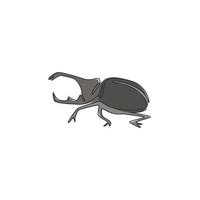 dibujo de una sola línea de escarabajo divertido para la identidad del logotipo de la empresa. Concepto de mascota de controlador de plagas de insectos para el icono de servicio de control de plagas. Ilustración de vector de diseño gráfico de dibujo de línea continua moderna