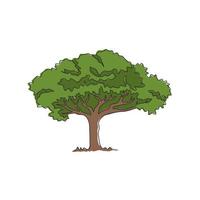 dibujo de una sola línea de árbol de marula exótico y de belleza. sclerocarya birrea decorativa para tarjetas postales de felicitación. concepto de viajes y turismo mundial. Ilustración de vector de diseño de dibujo de línea continua moderna