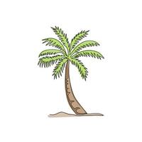 Single continuous line drawing coco nucifera. Decorative coconut palm tree concept for wall decor poster print art and travel vacation tourism campaign. Modern one line draw design vector illustration
