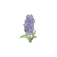 Dibujo de línea continua única Beauty Fresh Hyacinthus para decoración del hogar Impresión de póster de arte de pared. flor de jacinto decorativa imprimible para tarjeta de invitación. Ilustración de vector de diseño de dibujo de una línea moderna