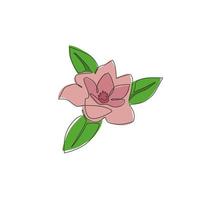 Dibujo de línea continua única Beauty Fresh Magnoliaceae para decoración de pared de arte para el hogar Impresión de póster. concepto de flor de magnolia decorativa para marco de tarjeta floral. Ilustración de vector de diseño de dibujo de una línea moderna