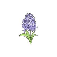 One single line drawing of beauty fresh hyacinthus for garden logo. Printable decorative hyacinth flower for home decor wall art poster print. Modern continuous line draw design vector illustration