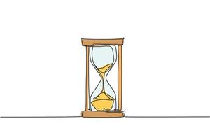 One continuous line drawing of old classic hourglass. Sand glass for showing deadline time at business metaphor concept. Trendy single line draw design vector graphic illustration