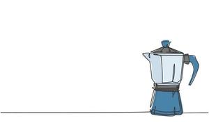 un dibujo de una sola línea de la cafetera sobre la mesa del café. concepto de herramientas de fabricante de bebidas de café de electricidad. Ilustración de diseño de vector de dibujo gráfico de línea continua dinámica