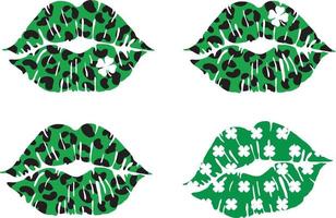 Leopard Lips SVG, Lips with Clover Svg, St. Patrick's Day SVG, Lips SVG, Love Clover Svg, Leopard clover lips Svg, Leopard Lips Svg Files for Cricut Downloads vector