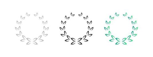Awards branches. Prize ribbon symbol sign. Circular foliate laurels branches. Vector icons
