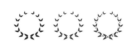 Awards icons. Prize ribbon symbol sign. Circular foliate laurels branches. Vector icons