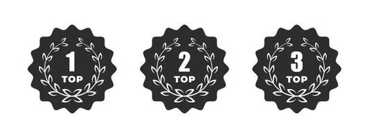 Awards badges. Winner badge. First, second, third places. Vector icons