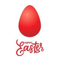 Easter red egg paint lettering. For postcard, card, invitation, poster, banner template lettering typography. Seasons Greetings. Vector illustration