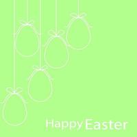 Happy Easter card with line eggs on green background.  For postcard, card, invitation, poster, banner template lettering typography. Vector illustration