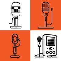 Microphone icon black vector set isolated on white background. podcast icon vector. Voice vector icon, Record.