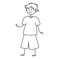 Doodle graphic illustration of teen boy. Graphic line sketch of smiling boy vector