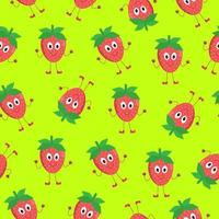 Acid seamless pattern with strawberries on a light green background vector