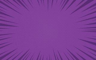 Comic retro pop art burst background. Purple vintage flash halftone frame. Cartoon retro starburst backdrop with dots and stripes. Abstract vector illustration in pop art style