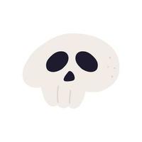 Simple hand drawn skull, cartoon flat vector illustration isolated on white background. Traditional Halloween decoration element, spooky and scary.