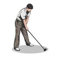 visual dibujo de personaje jugador en profesional golf vector