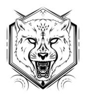 vector logo leopardo con rugido cara