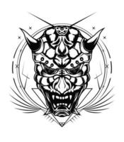 Oni vector artwork in black and white color