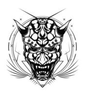 Oni vector artwork in black and white color