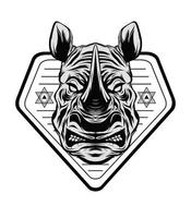 Rhinoceros vector logo design in black and white color