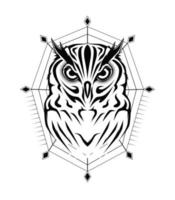 Tattoo owl black and white color vector
