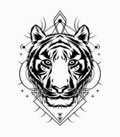 Tiger dace vector artwork with sacred geometry pattern in black and white color