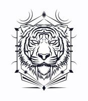 Saber tooth vector artwork in black and white color