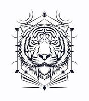 Saber tooth vector artwork in black and white color