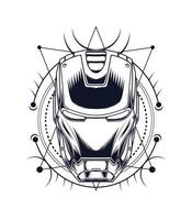 Head of robotic vector artwork in black and white color