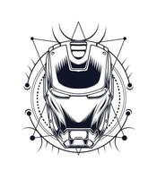 Head of robotic vector artwork in black and white color