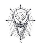 Head of lizard monster in black and white color vector