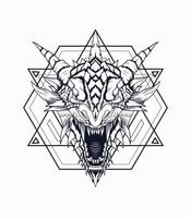 Dragon head vector illustration black and white color
