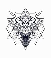 Dragon head vector illustration black and white color