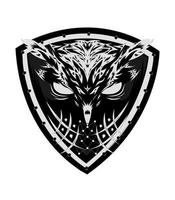 Angry owl vector logo design black and white color