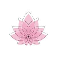 Pink lotus flower with one line outline