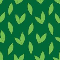 Seamless pattern with green leaves on a green background vector
