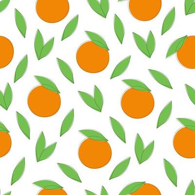 Seamless pattern with oranges and leaves