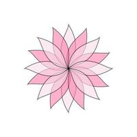 Pink flower with one line outline on white background vector