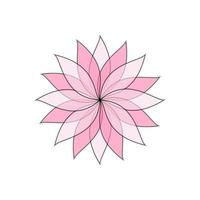 Pink flower with one line outline on white background vector