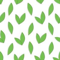 Green leaves on a white background. Seamless pattern vector