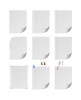 Blank Paper Sheet with Push Pin Set, Vector Illustration