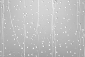 Rain Water Drops on Glass with Gray Background, Vector Illustration