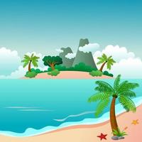 Paradise Island and Beautiful Beach Landscapes, Vector Illustration