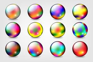 Set of Colorful Spheres Isolated on White Background. 3d Color Metal Ball Vector