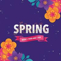 Spring floral template, Typography syle vector
