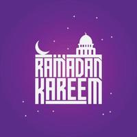 Ramadan Kareem vector, text in with Moon and Mosque. Ramadan Kareem typography Islamic background. vector