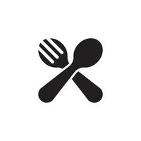 vector fork and spoon crossed logo icon.